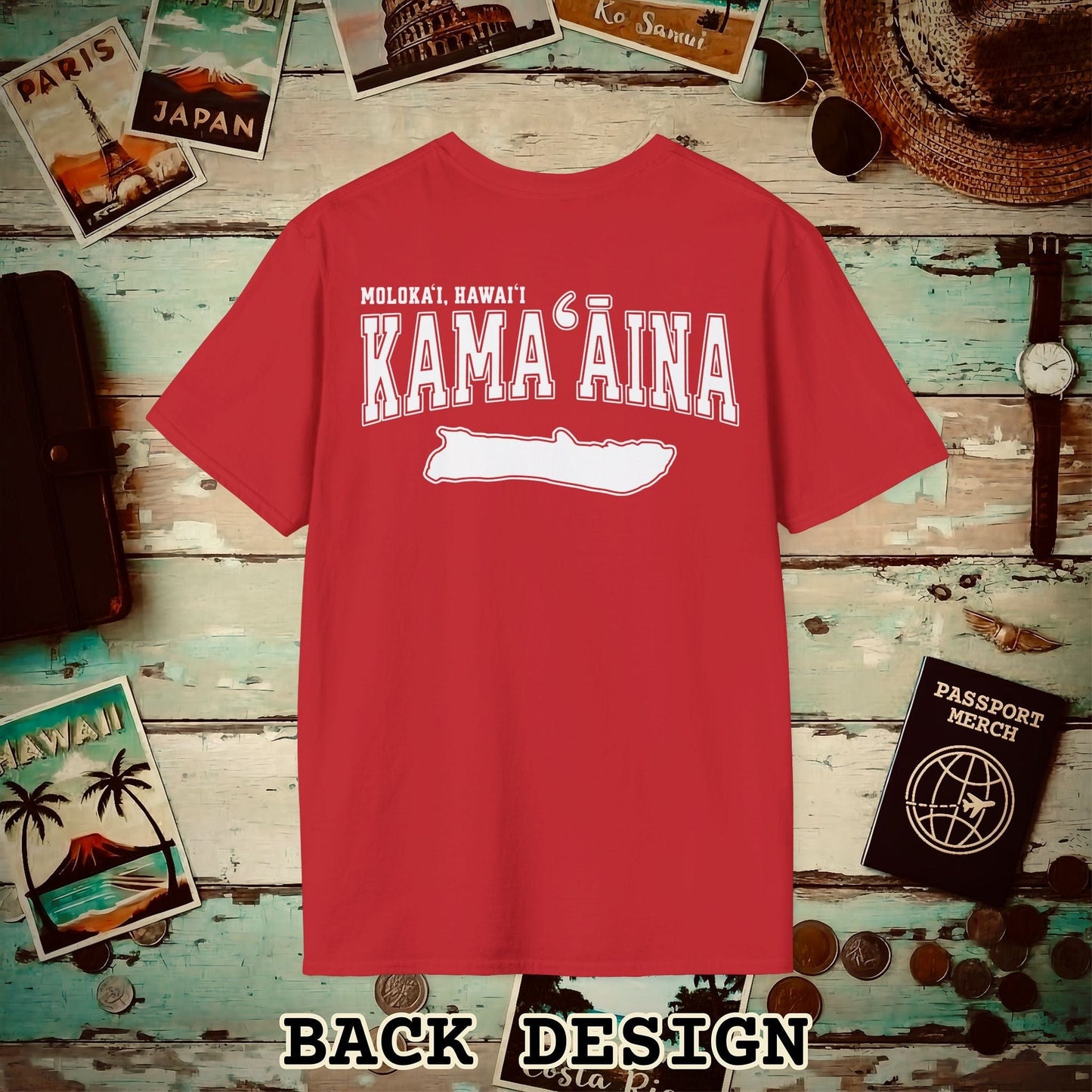 Classic University (Kamaaina Edition), Molokai, Hawaii Back Print T-Shirt Red / S