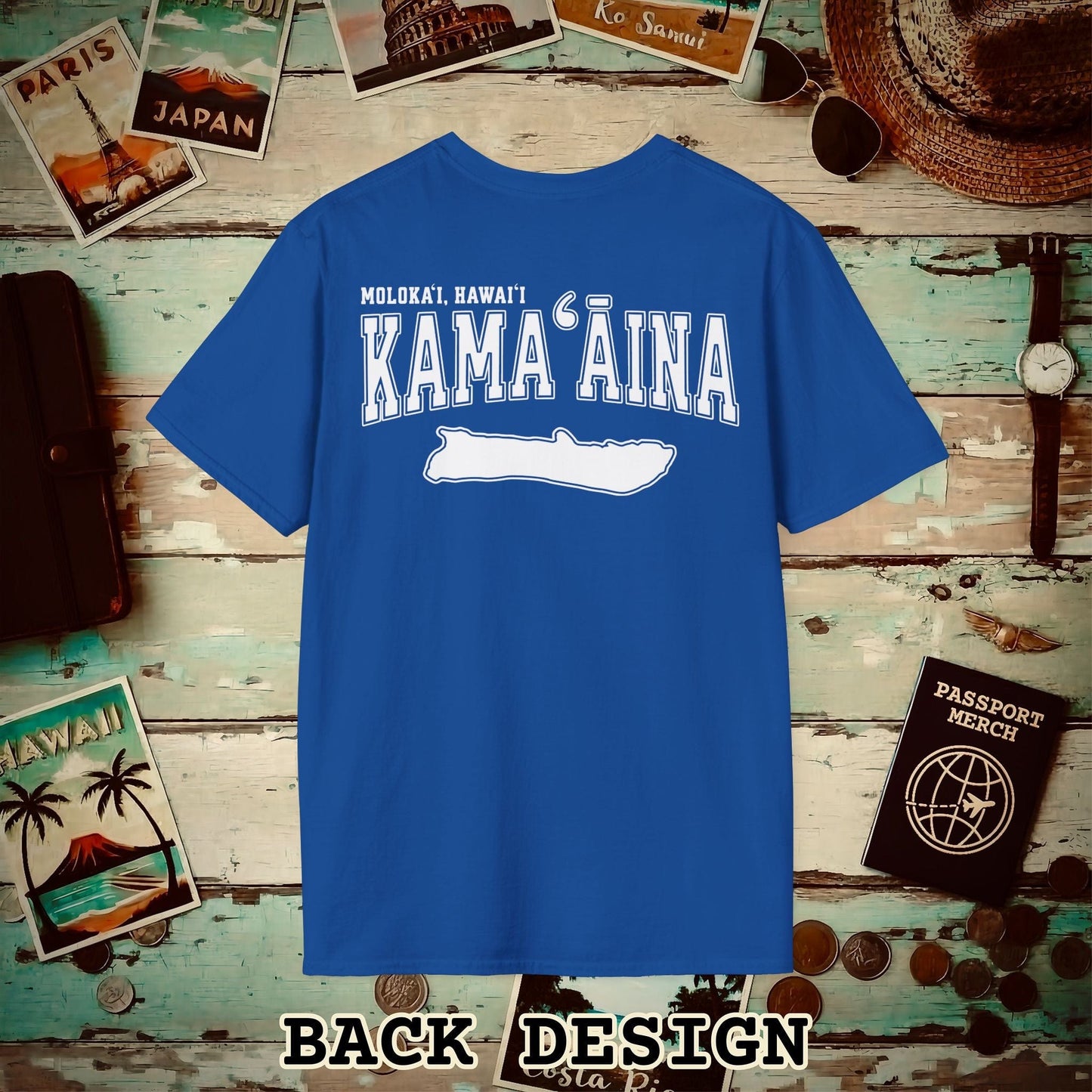 Classic University (Kamaaina Edition), Molokai, Hawaii Back Print T-Shirt Royal / S