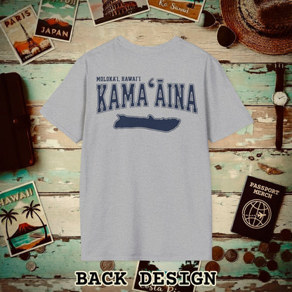 Classic University (Kamaaina Edition), Molokai, Hawaii Back Print T-Shirt Sport Grey / S