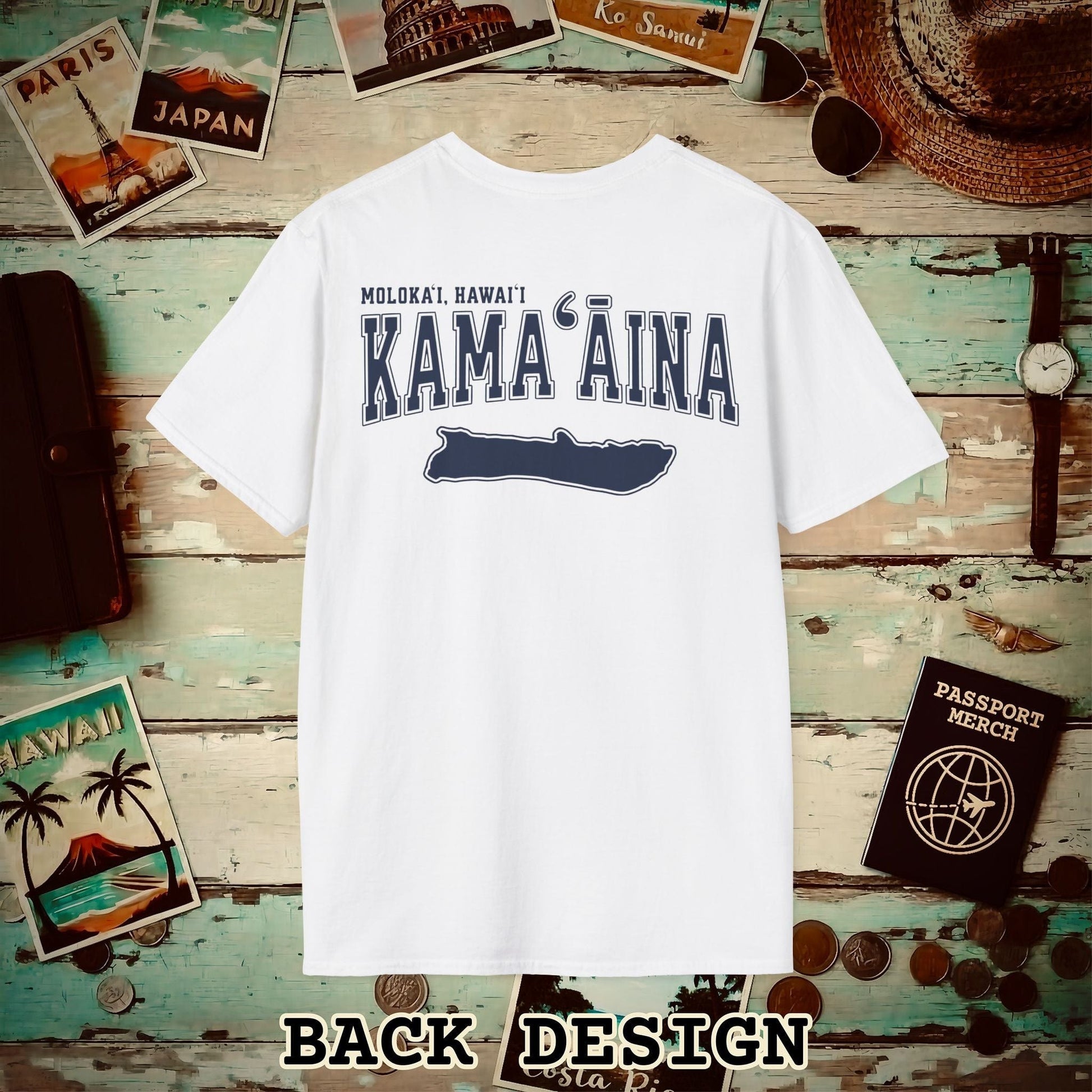Classic University (Kamaaina Edition), Molokai, Hawaii Back Print T-Shirt White / S