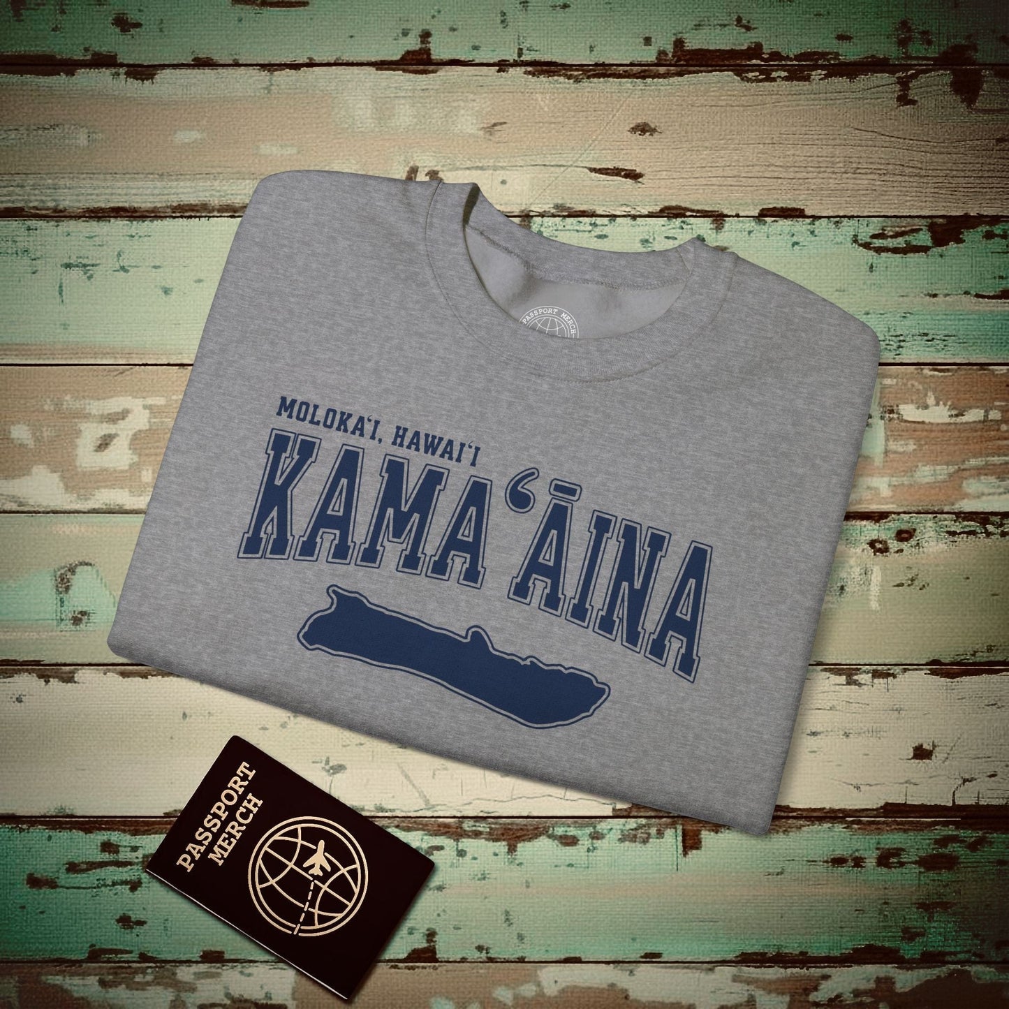 Classic University (Kamaaina Edition), Molokai, Hawaii Crewneck Graphite Heather / S