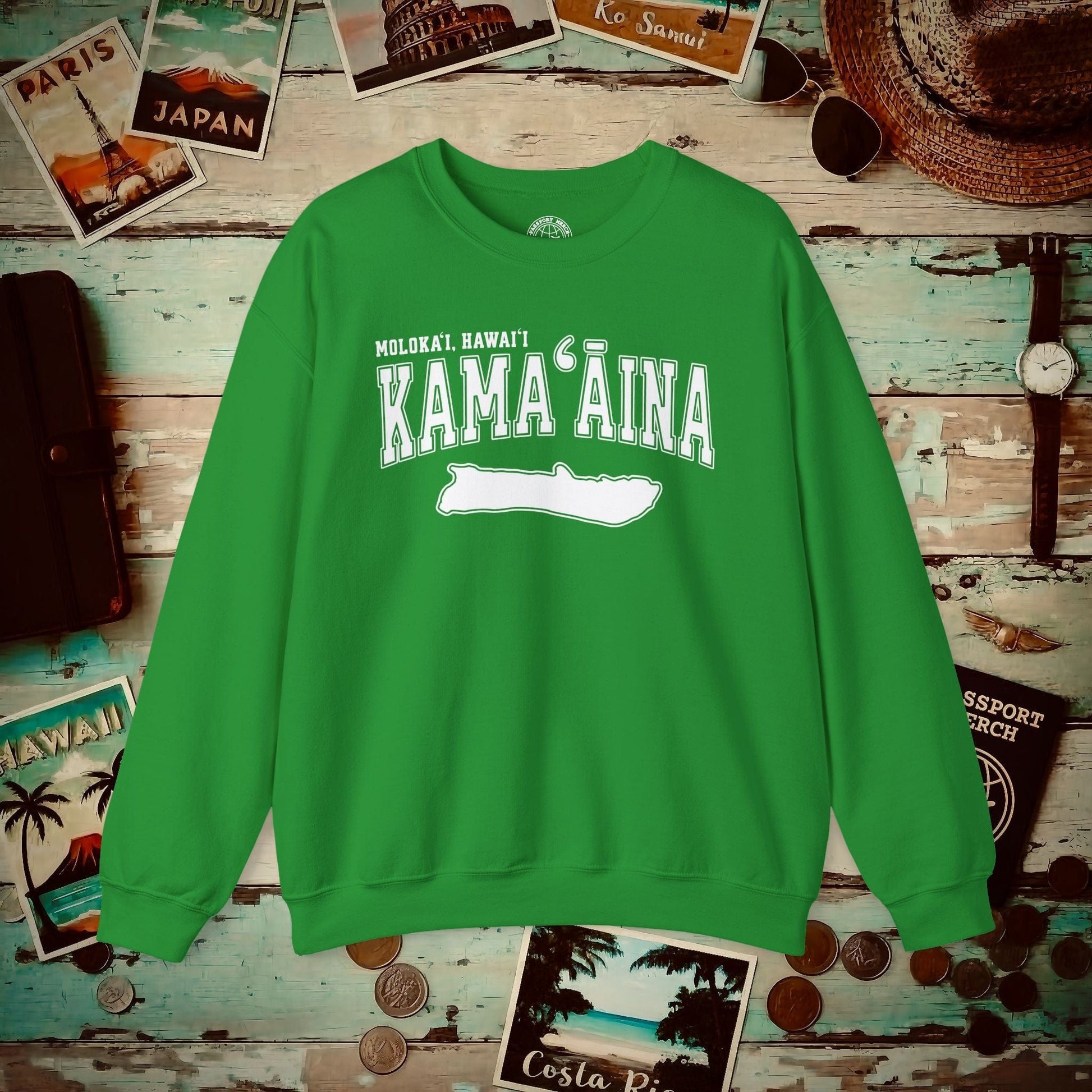 Classic University (Kamaaina Edition), Molokai, Hawaii Crewneck Irish Green / S