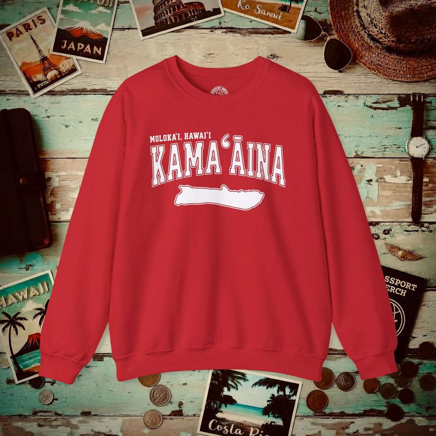 Classic University (Kamaaina Edition), Molokai, Hawaii Crewneck Red / S