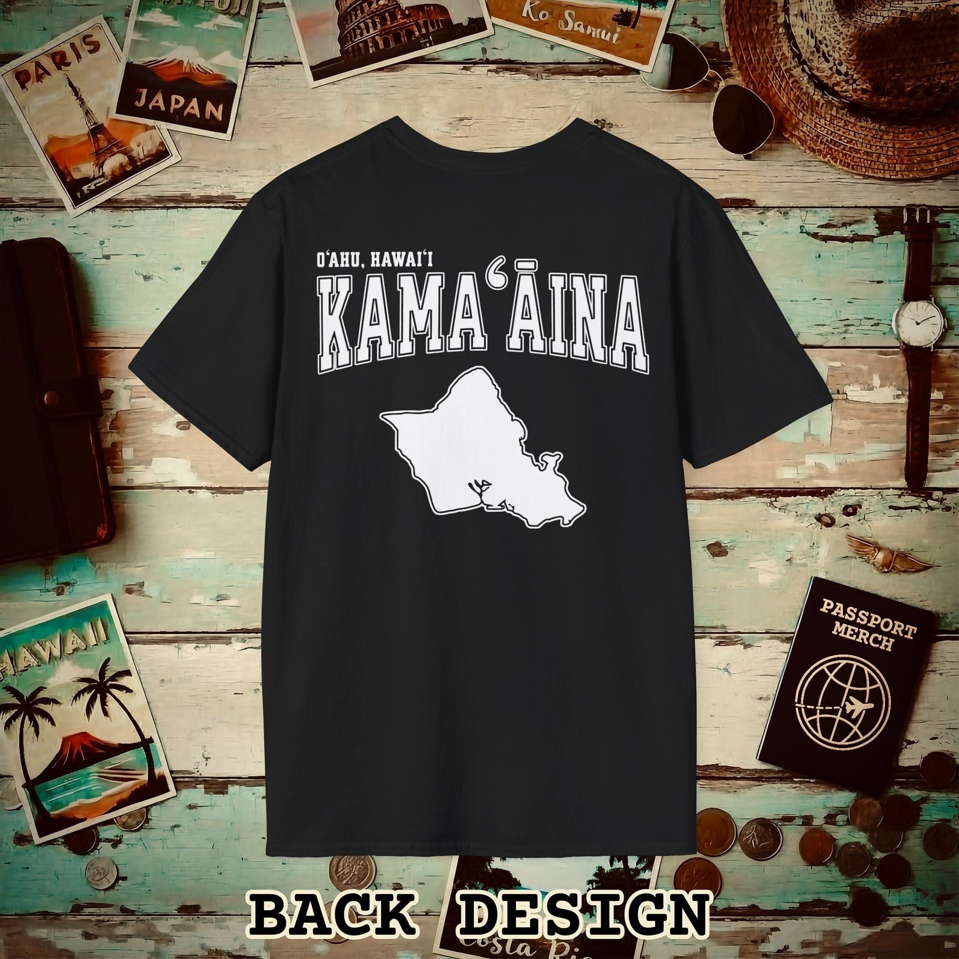 Classic University (Kamaaina Edition), Oahu, Hawaii Back Print T-Shirt Black / S