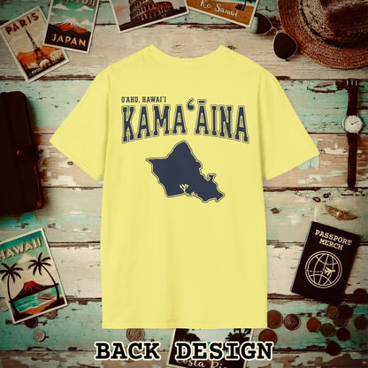 Classic University (Kamaaina Edition), Oahu, Hawaii Back Print T-Shirt Cornsilk / S