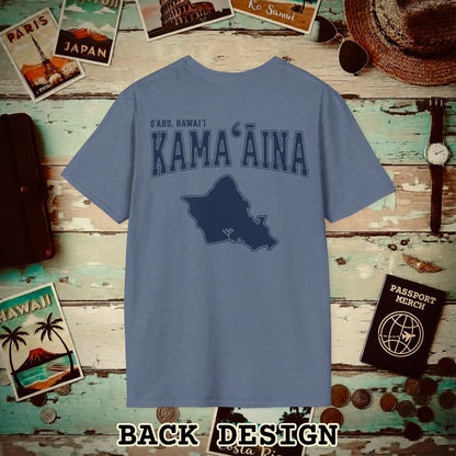 Classic University (Kamaaina Edition), Oahu, Hawaii Back Print T-Shirt Heather Indigo / S