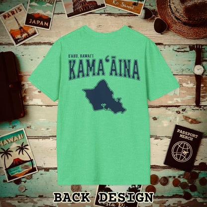 Classic University (Kamaaina Edition), Oahu, Hawaii Back Print T-Shirt Heather Irish Green / S