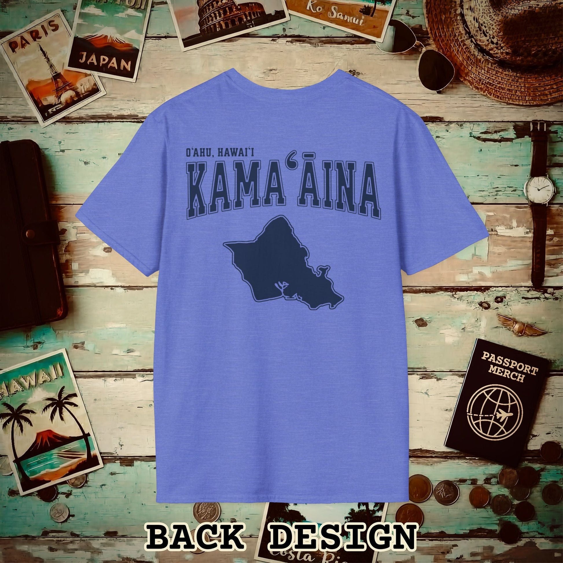 Classic University (Kamaaina Edition), Oahu, Hawaii Back Print T-Shirt Heather Royal / S