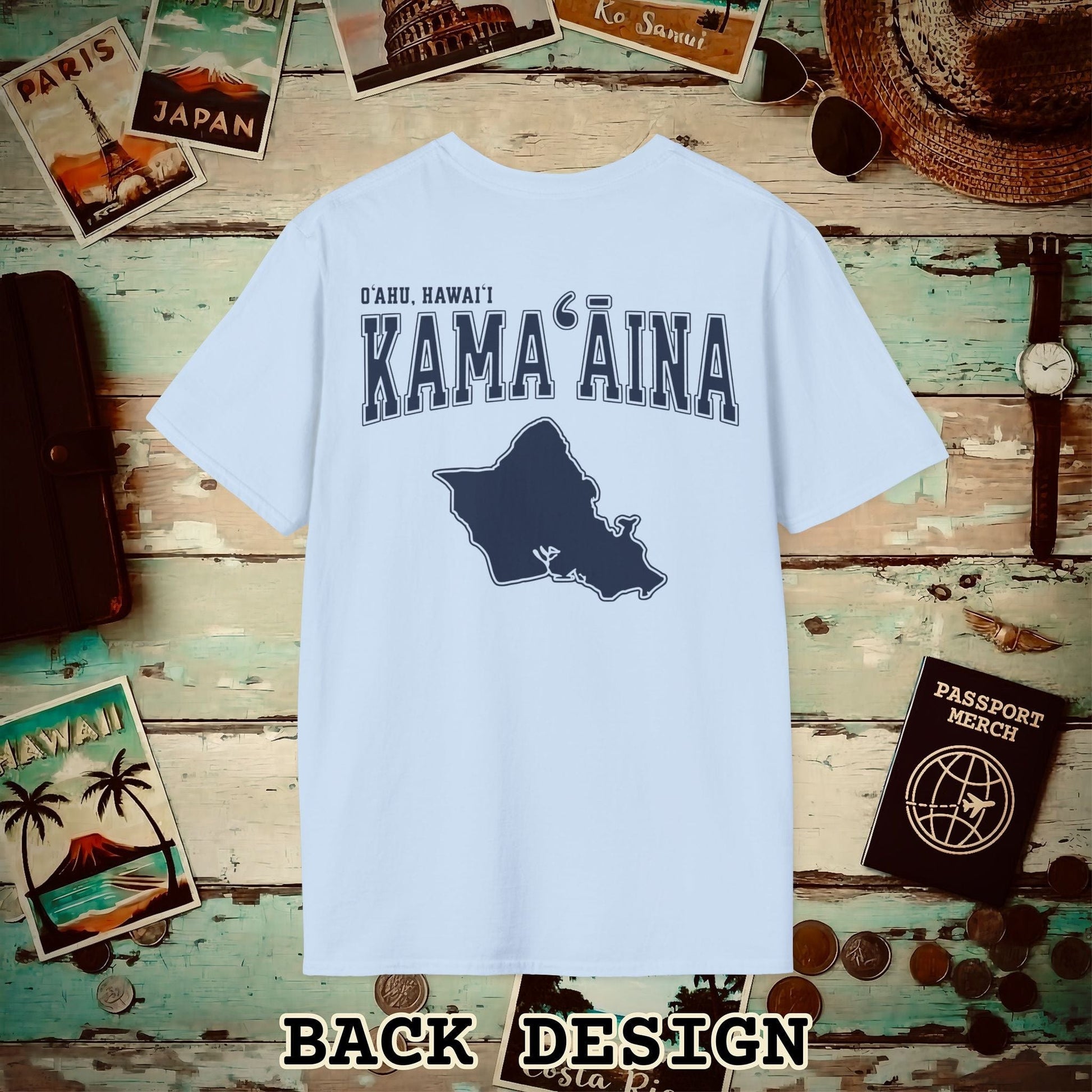 Classic University (Kamaaina Edition), Oahu, Hawaii Back Print T-Shirt Light Blue / S