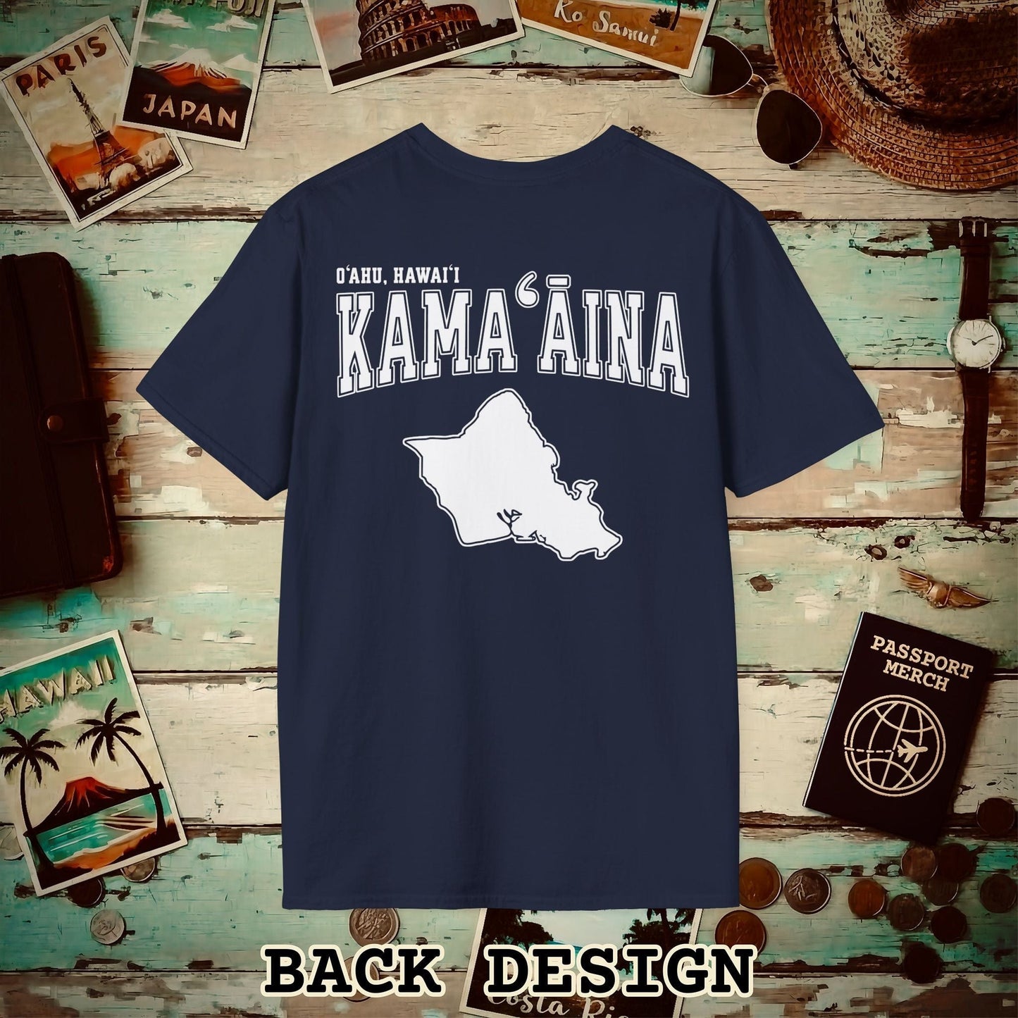 Classic University (Kamaaina Edition), Oahu, Hawaii Back Print T-Shirt Navy / S