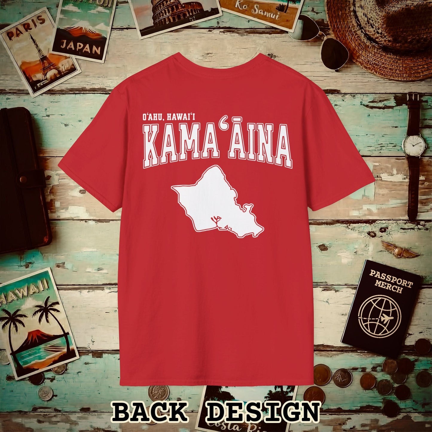 Classic University (Kamaaina Edition), Oahu, Hawaii Back Print T-Shirt Red / S