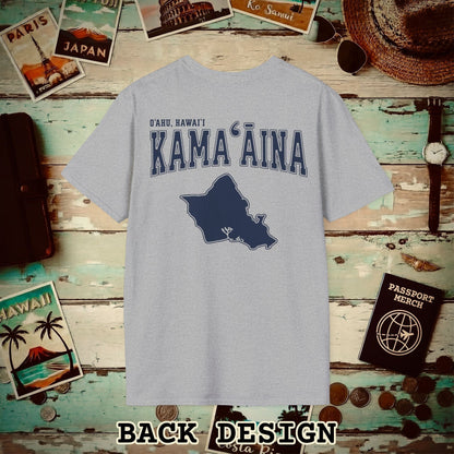 Classic University (Kamaaina Edition), Oahu, Hawaii Back Print T-Shirt Sport Grey / S