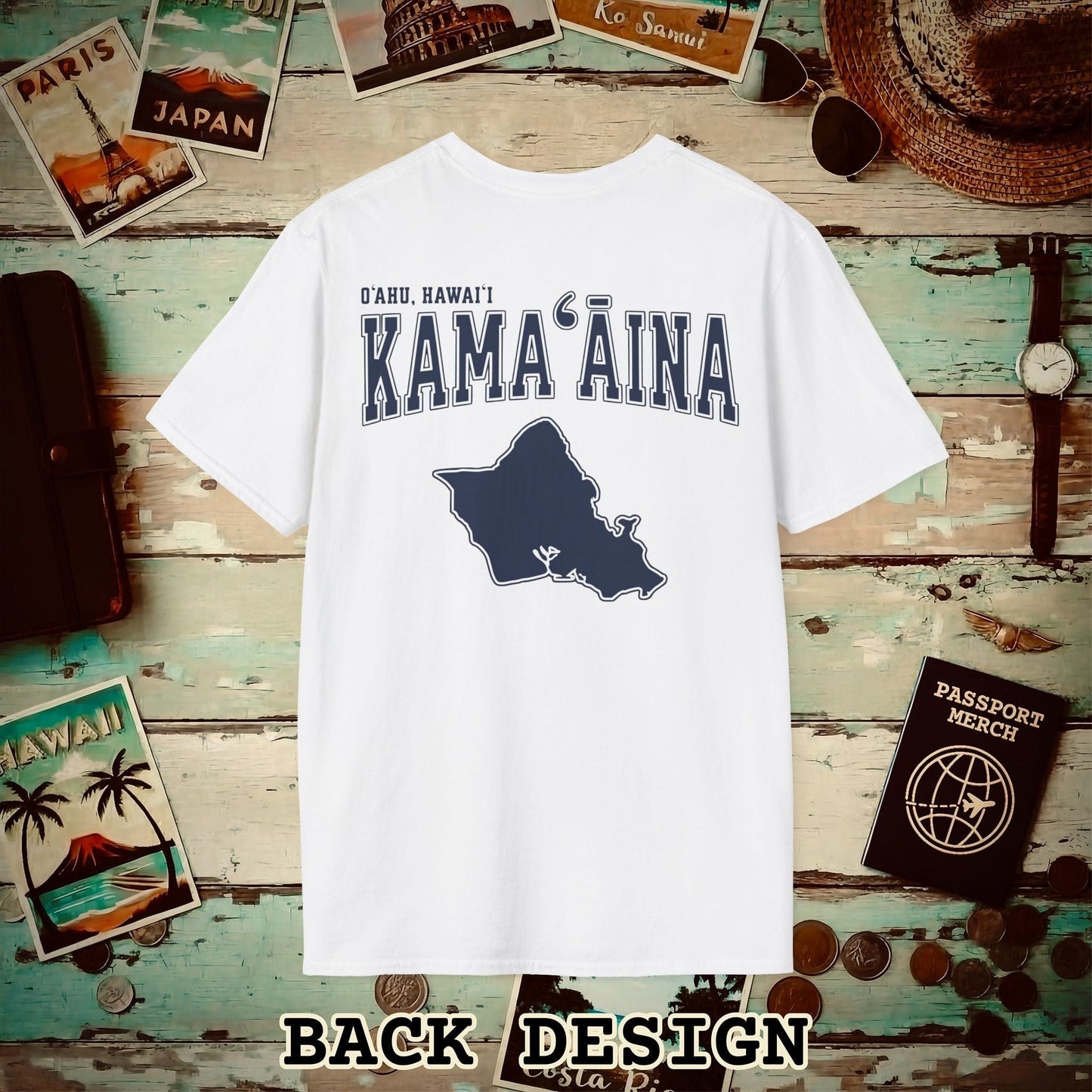 Classic University (Kamaaina Edition), Oahu, Hawaii Back Print T-Shirt White / S