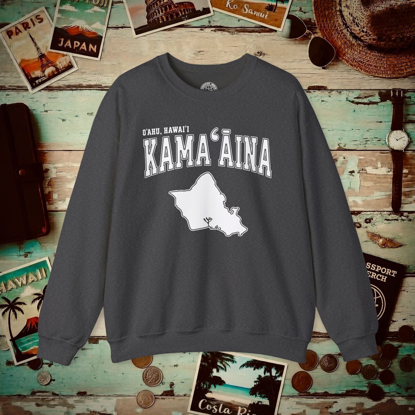 Classic University (Kamaaina Edition), Oahu, Hawaii Crewneck Dark Heather / S
