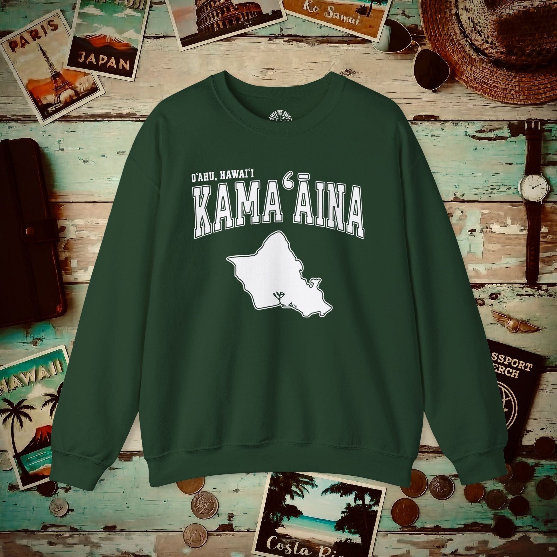 Classic University (Kamaaina Edition), Oahu, Hawaii Crewneck Forest Green / S