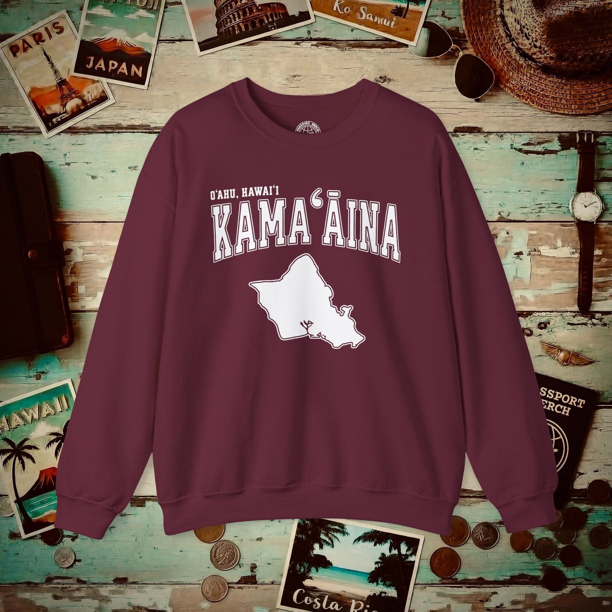 Classic University (Kamaaina Edition), Oahu, Hawaii Crewneck Maroon / S