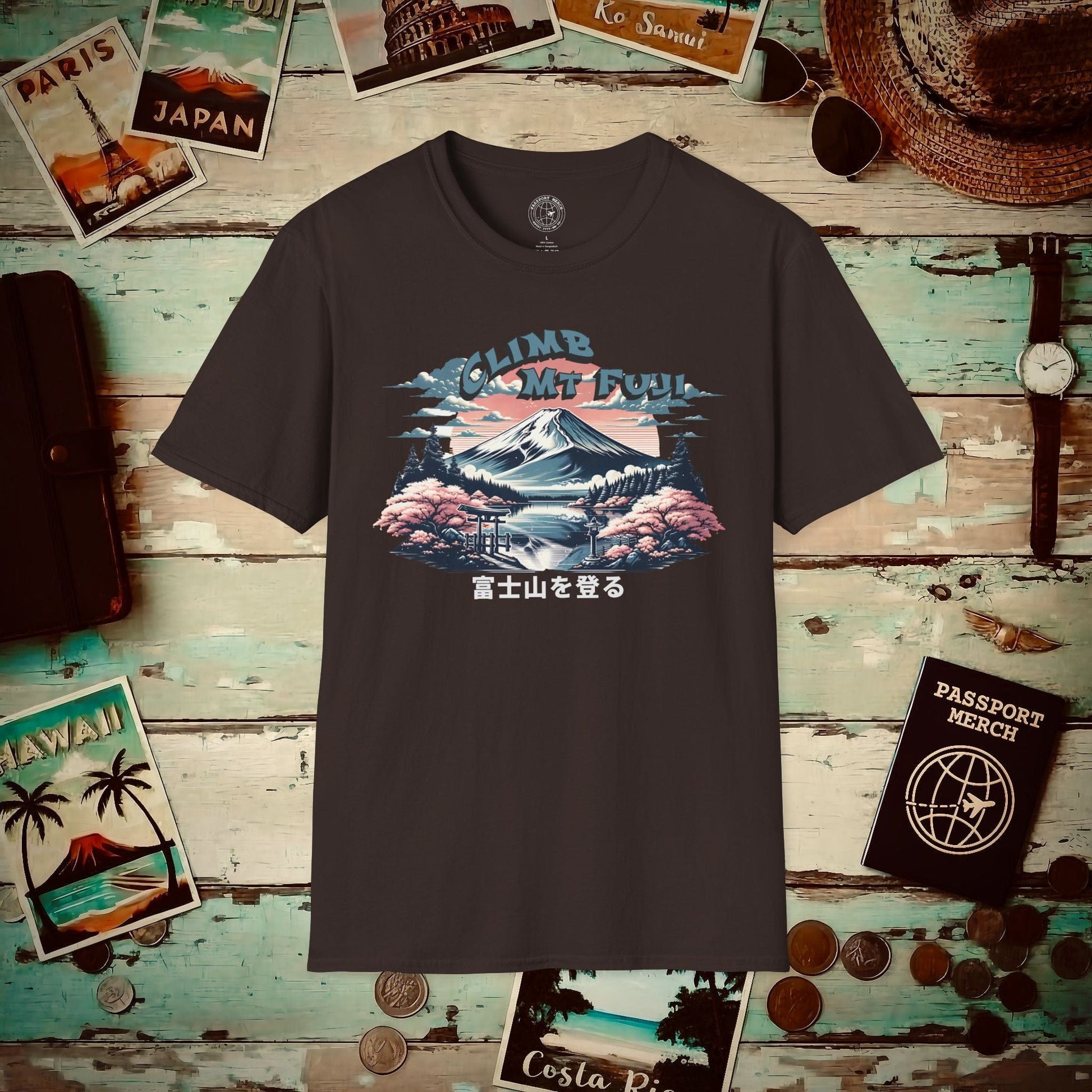 Climb Mount Fuji Japan T-Shirt Dark Chocolate / S