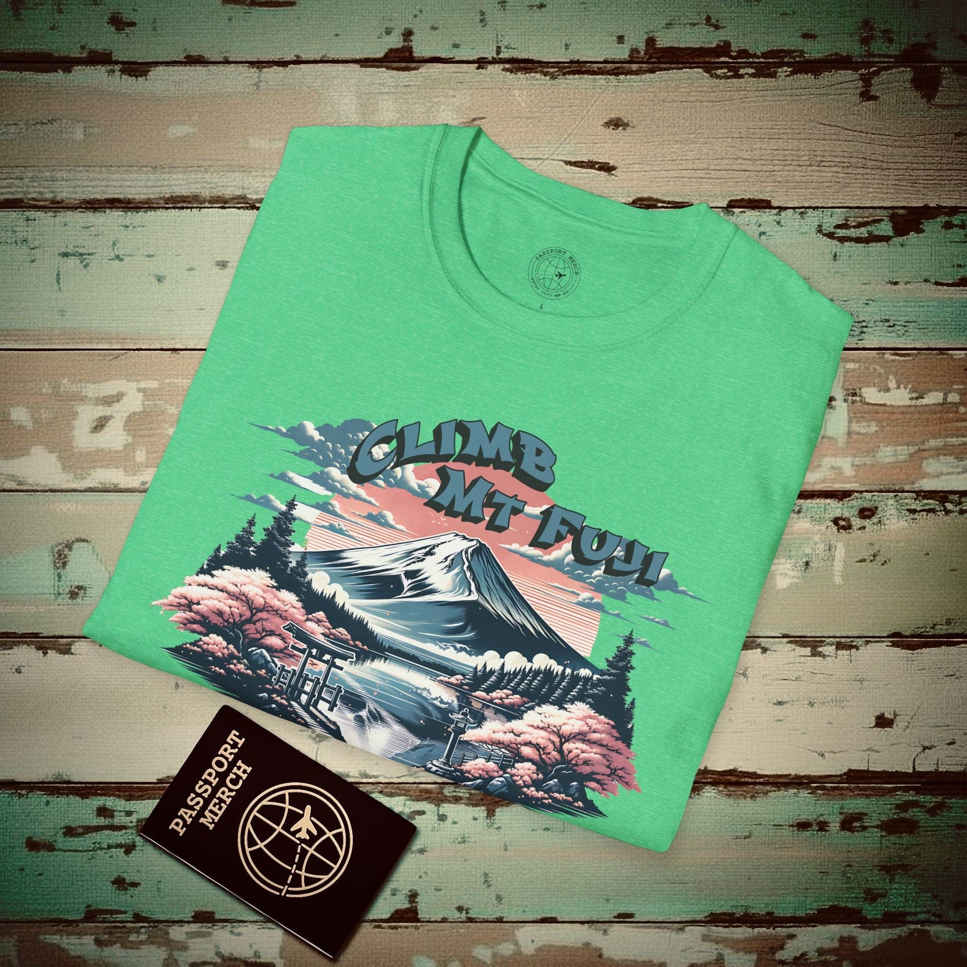Climb Mount Fuji Japan T-Shirt Heather Irish Green / S