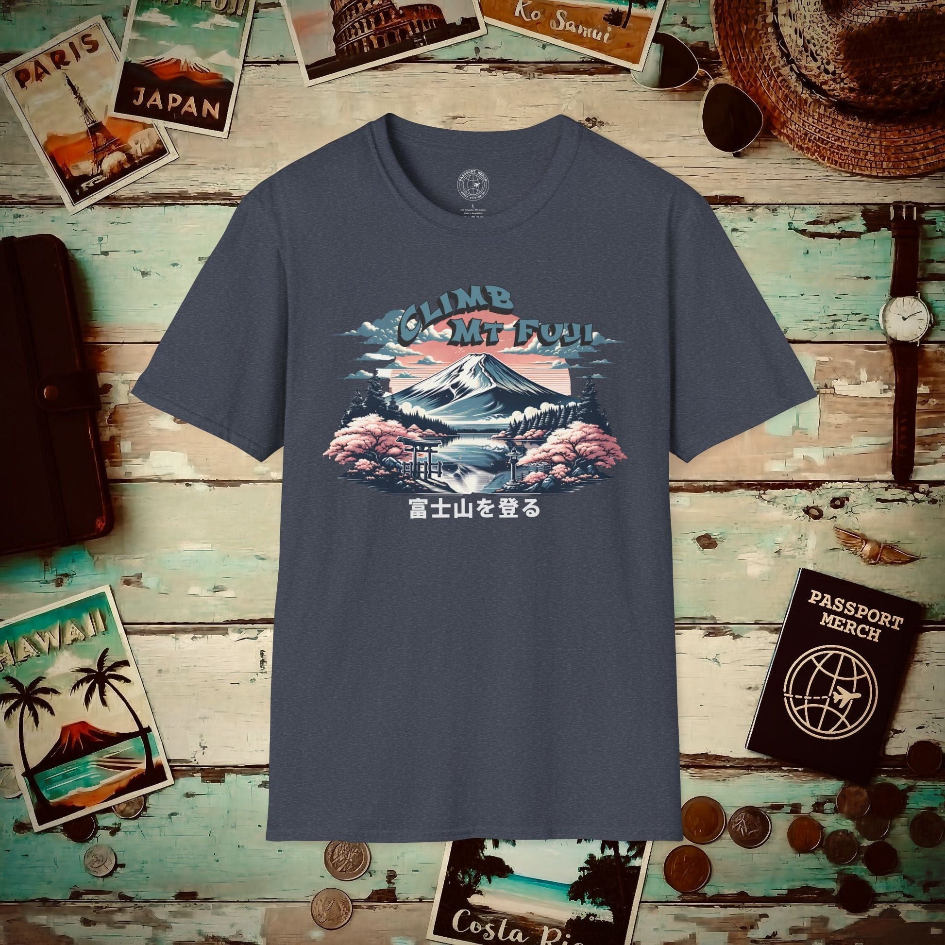 Climb Mount Fuji Japan T-Shirt Heather Navy / S