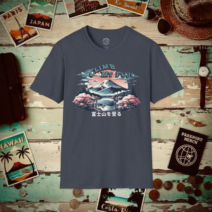 Climb Mount Fuji Japan T-Shirt Heather Navy / S