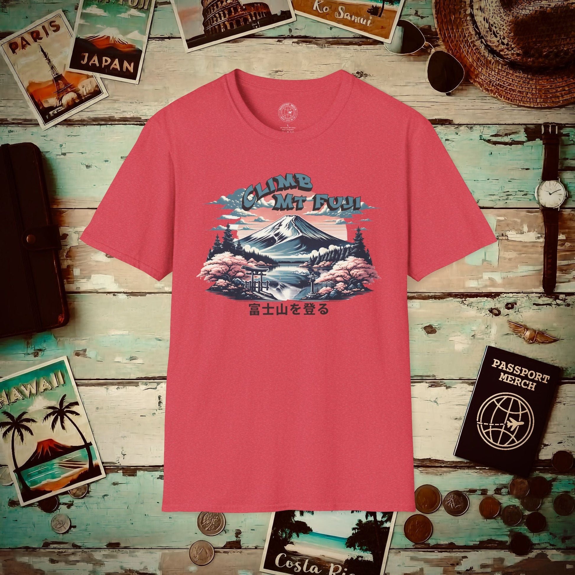Climb Mount Fuji Japan T-Shirt Heather Red / S