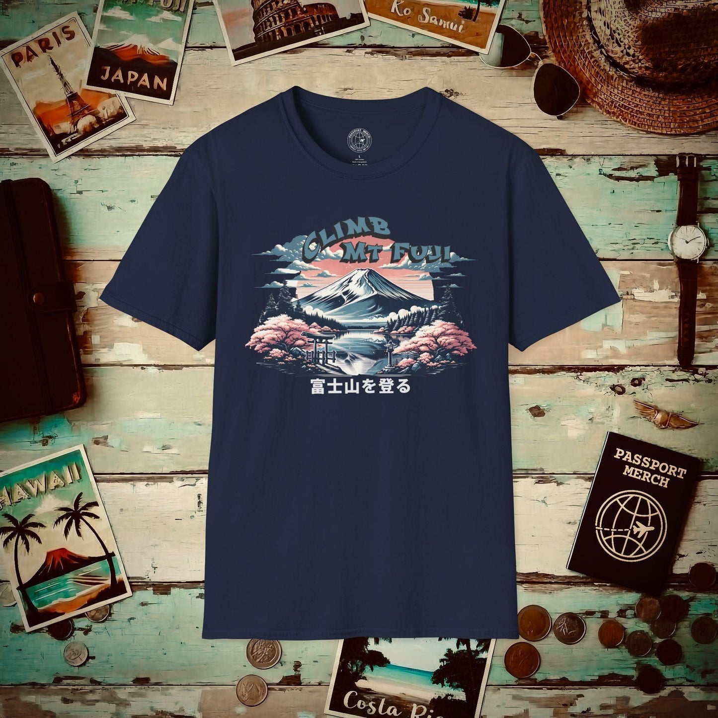 Climb Mount Fuji Japan T-Shirt Navy / S