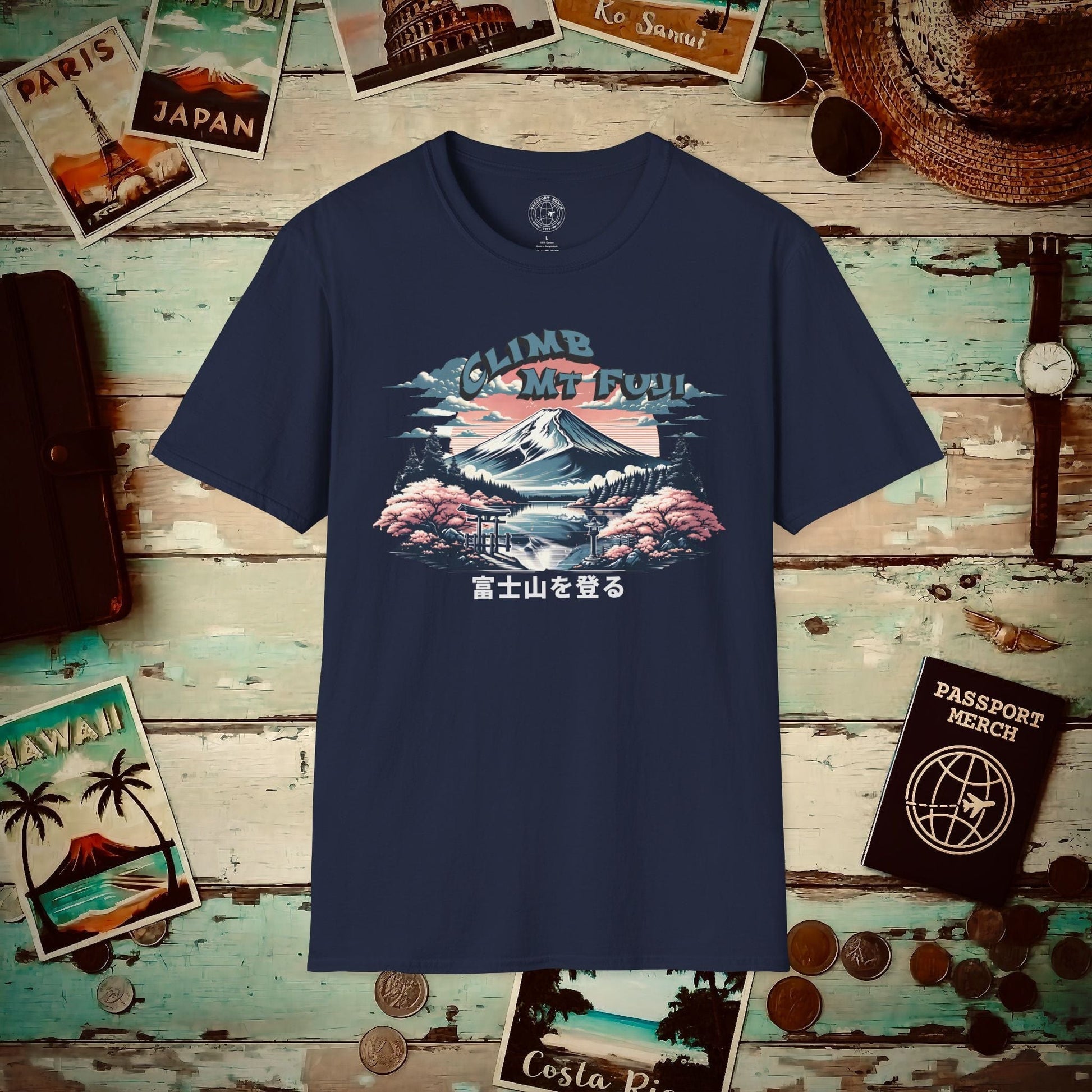 Climb Mount Fuji Japan T-Shirt Navy / S
