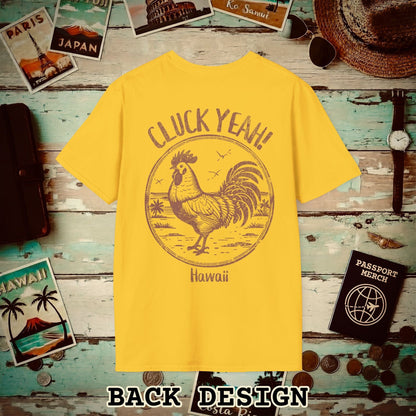 Cluck Yeah! Hawaii, Back Print T-Shirt Daisy / S