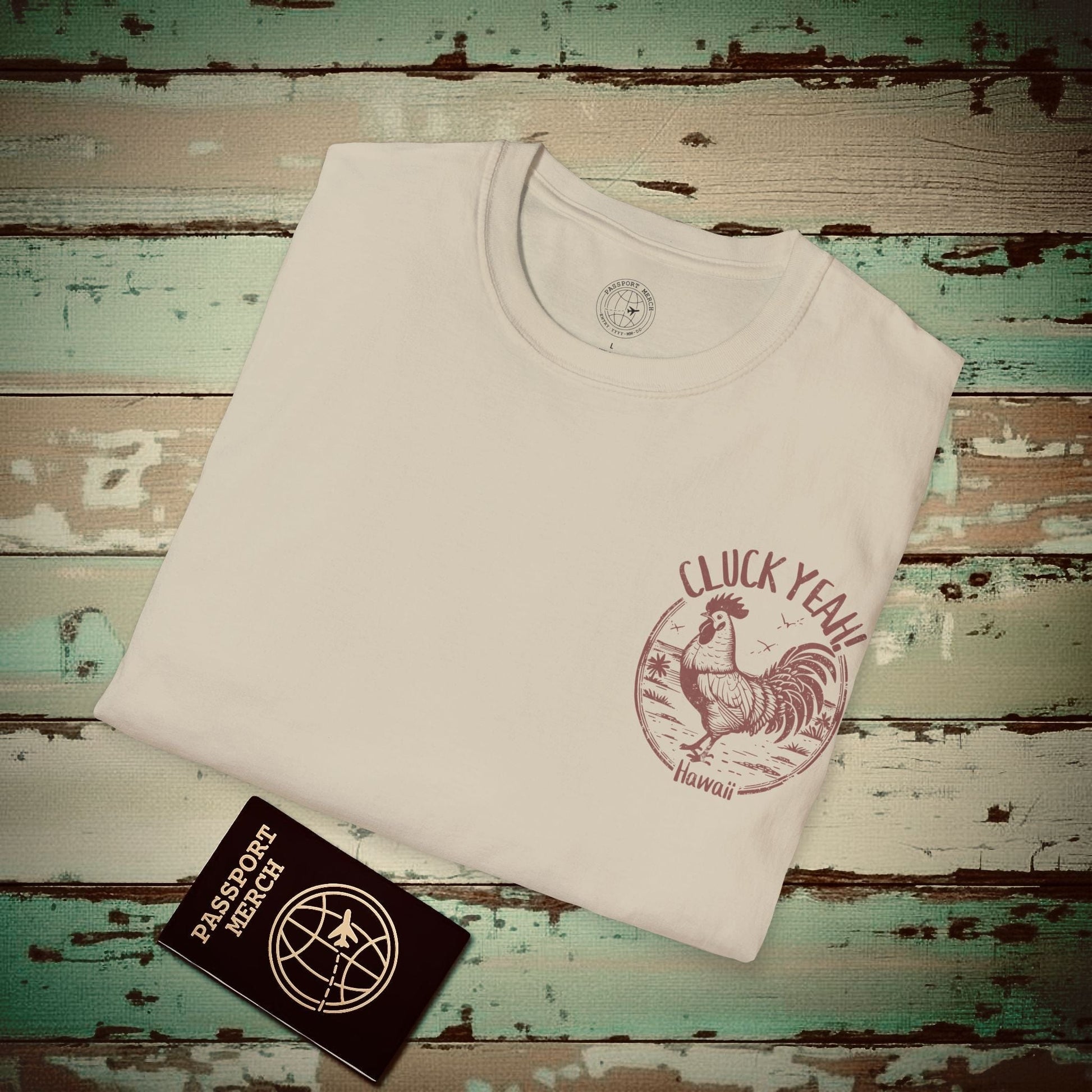 Cluck Yeah! Hawaii, Back Print T-Shirt Sand / S