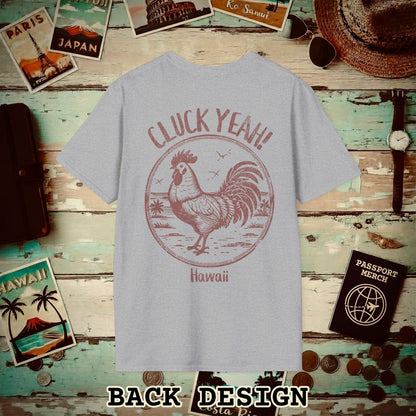 Cluck Yeah! Hawaii, Back Print T-Shirt Sport Grey / S