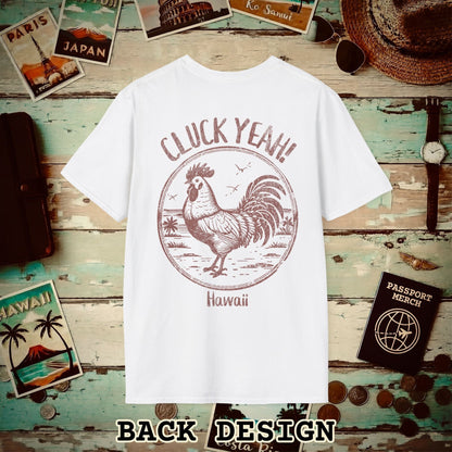 Cluck Yeah! Hawaii, Back Print T-Shirt White / S