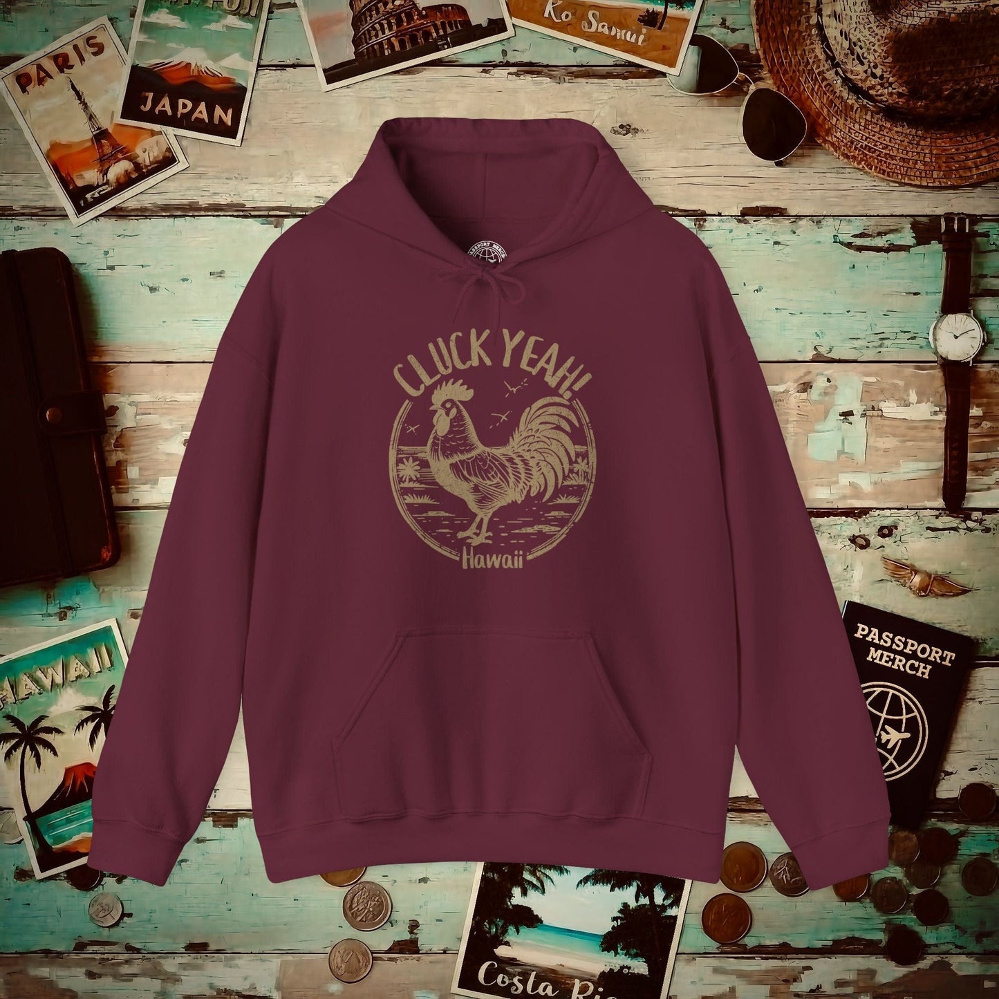 Cluck Yeah! Hawaii Hoodie Maroon / S