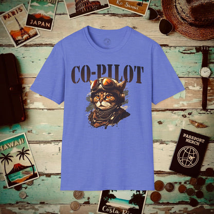 Co-Pilot Aviator Cat T-Shirt Heather Royal / S