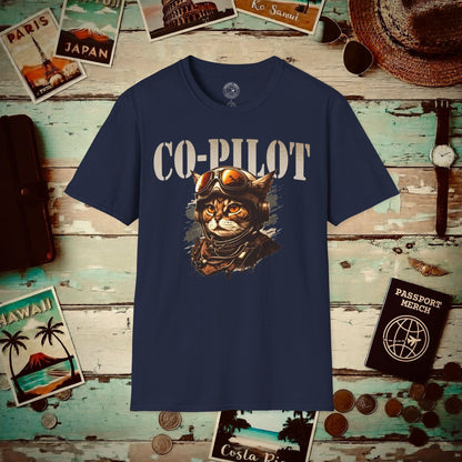Co-Pilot Aviator Cat T-Shirt Navy / S
