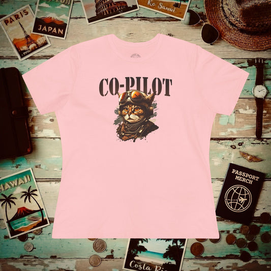 Co-Pilot Aviator Cat, Womens Fit T-Shirt Pink / S