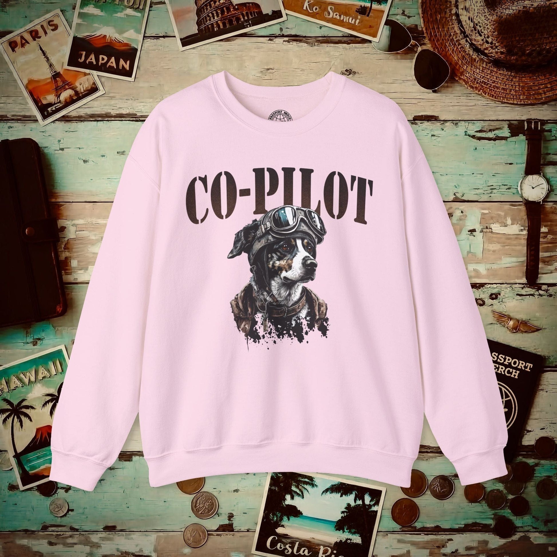 Co-Pilot Aviator Dog Crewneck Light Pink / S