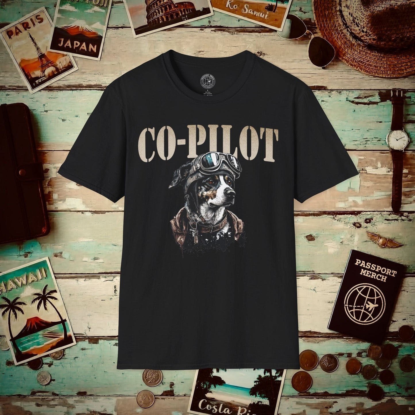 Co-Pilot Aviator Dog T-Shirt Black / S