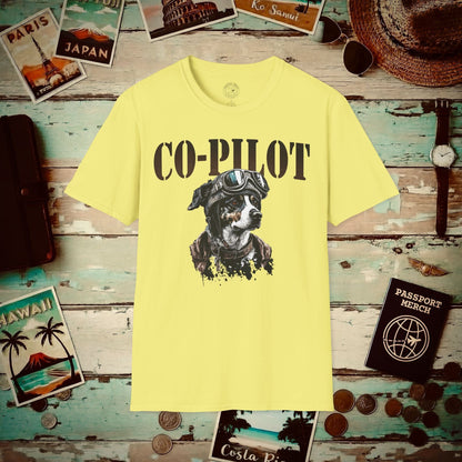 Co-Pilot Aviator Dog T-Shirt Cornsilk / S
