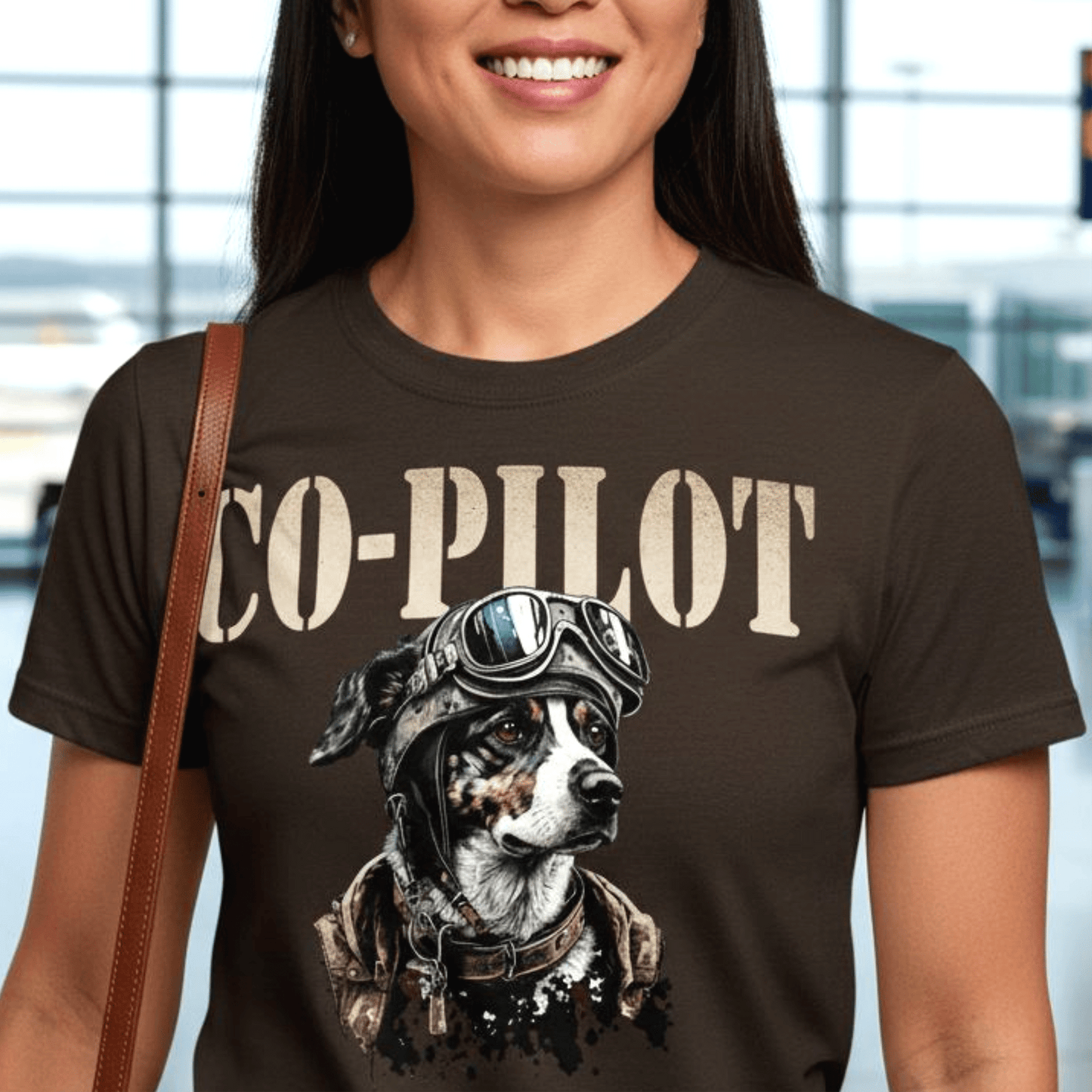 Co-Pilot Aviator Dog T-Shirt Dark Chocolate / S