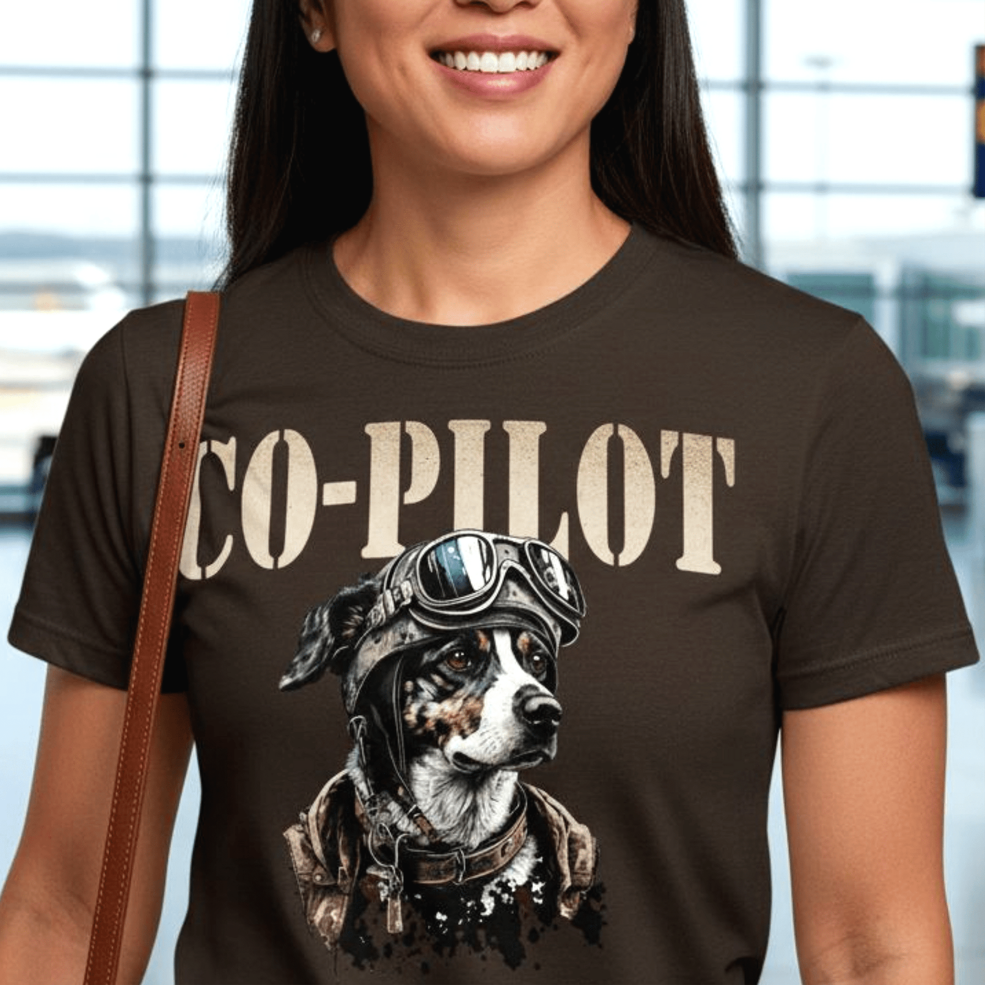 Co-Pilot Aviator Dog T-Shirt Dark Chocolate / S