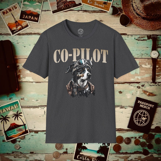 Co-Pilot Aviator Dog T-Shirt Dark Heather / S