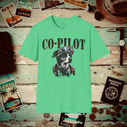 Co-Pilot Aviator Dog T-Shirt Heather Irish Green / S
