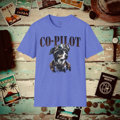 Co-Pilot Aviator Dog T-Shirt Heather Royal / S