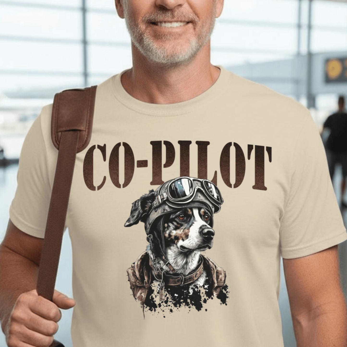 Co-Pilot Aviator Dog T-Shirt Sand / S
