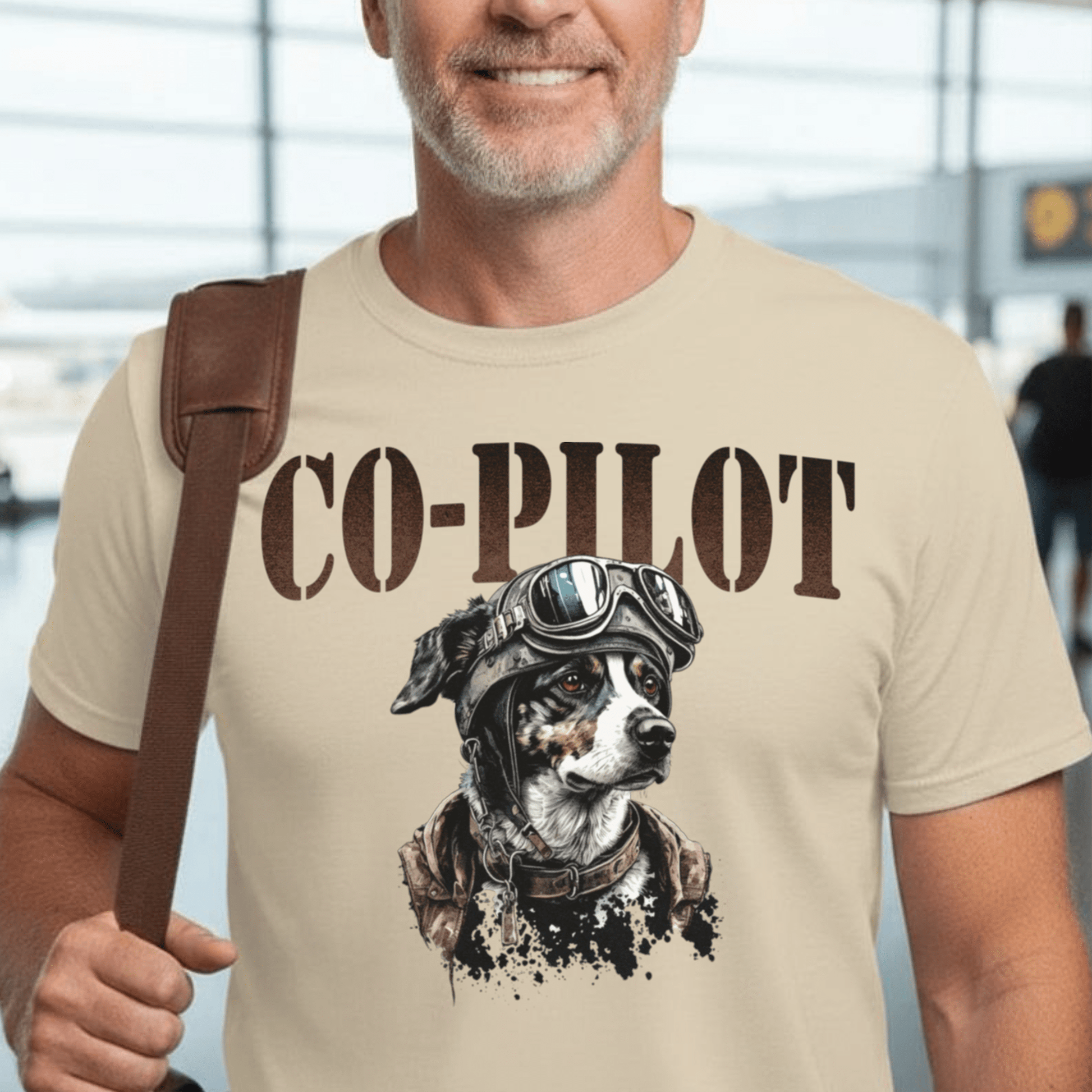 Co-Pilot Aviator Dog T-Shirt Sand / S