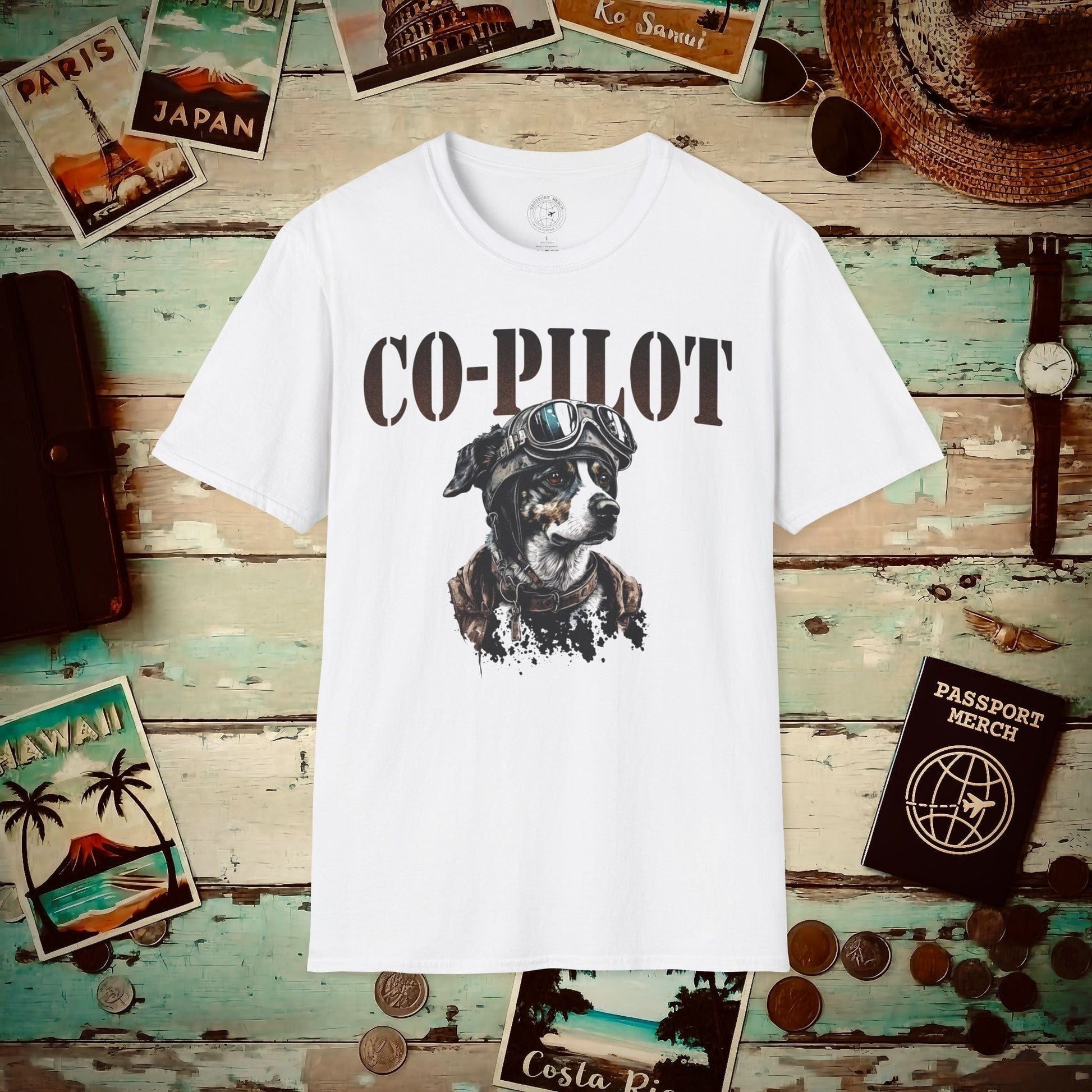 Co-Pilot Aviator Dog T-Shirt White / S
