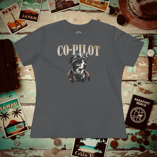 Co-Pilot Aviator Dog, Womens Fit T-Shirt Asphalt / S