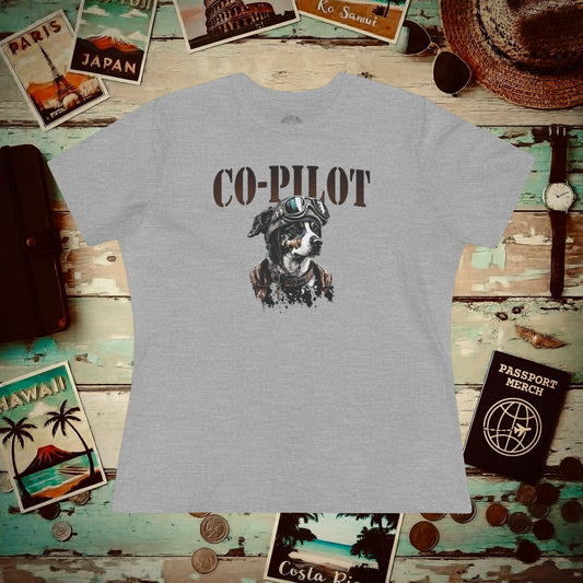 Co-Pilot Aviator Dog, Womens Fit T-Shirt Athletic Heather / S