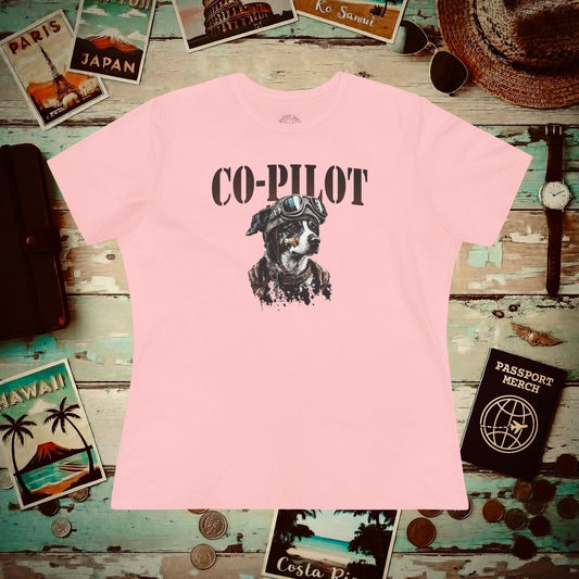 Co-Pilot Aviator Dog, Womens Fit T-Shirt Pink / S