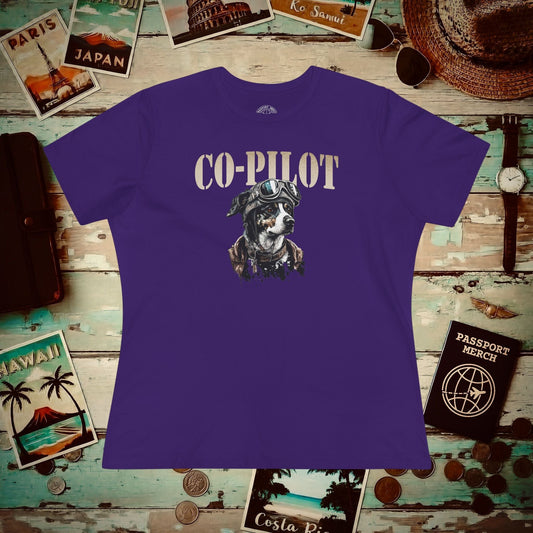 Co-Pilot Aviator Dog, Womens Fit T-Shirt Team Purple / S